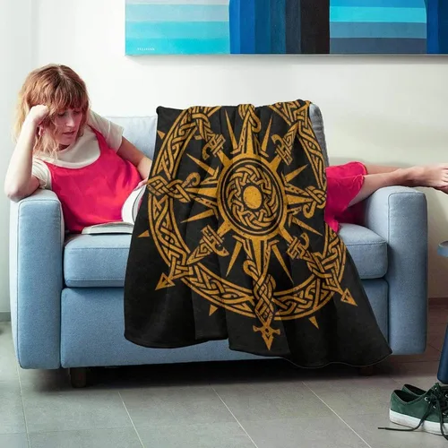 Miniatura 4 de Manta de franela para hombres y niños, compatible con diseño celta vikingo, brújula mágica rúnica Vegvisir en el círculo de runas nórdicas