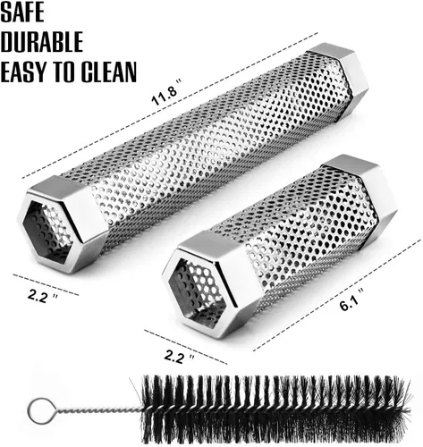 Miniatura 3 de BEWAVE Tubo de ahumador de pellets para todas las parrillas, carbón eléctrico a gas o ahumadores para fumadores en frío/calor, cepillo de tubo