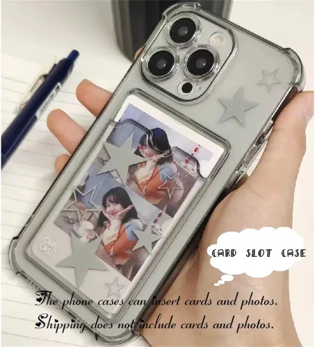Miniatura 3 de Funda compatible con iPhone 11, funda suave coreana Y2K Star con ranura para tarjetero, bonita funda protectora kawaii transparente a prueba de Para