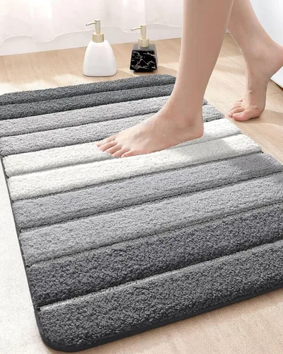 Miniatura 12 de DEXI Tapetes de baño de microfibra absorbente de 17 x 30 pulgadas, secado rápido, lavables con respaldo antideslizante para suelo de ducha