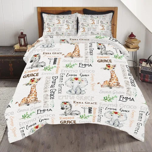 Miniatura 22 de ENCYCOM Edredón personalizado de oso bosque, edredón de animales del bosque, mejor juego de edredón decorativo único para cama colgante en la pared