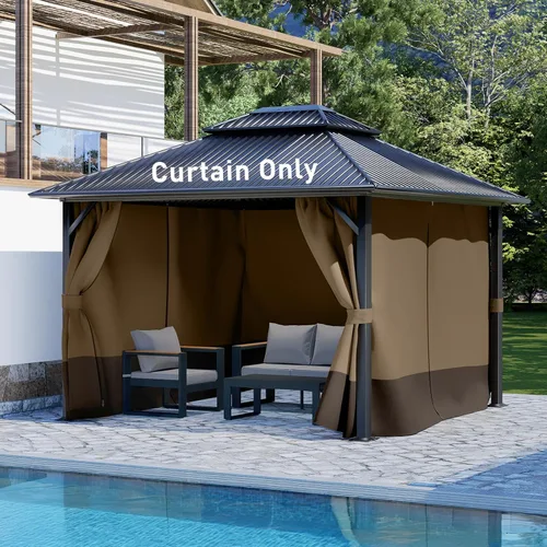 Miniatura 13 de Aoodor Cortinas de Gazebo para Exteriores de 10 x 10 pies, 4 Paneles Impermeables de Pared Lateral de Privacidad de Repuesto con Cremallera
