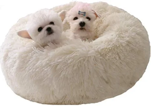 Miniatura 11 de Cama redonda de felpa suave moderna para gatos o perros pequeños, cama para perros o gatos de tamaño mini o mediano, auto-calentable, otoño, Café