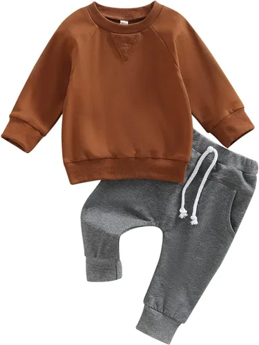 Miniatura 155 de Conjunto de 2 piezas de sudadera de manga larga con cuello redondo y pantalones casuales para bebés y niños pequeños