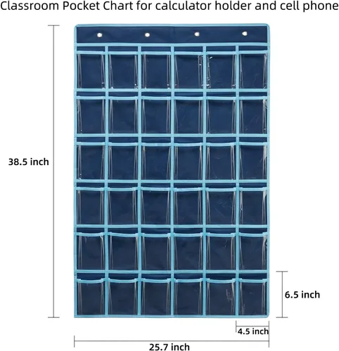 Miniatura 2 de SAVERHO Organizador de bolsillos con 36 bolsillos transparentes para el aula, organizador de bolsillos para sostener teléfonos celulares
