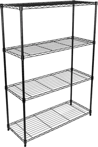Simple Deluxe Estantería de almacenamiento resistente de 4 niveles, 35.83 pulgadas de ancho x 13.98 pulgadas de profundidad x 55.91 pulgadas de Negro