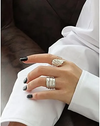 Miniatura 2 de StarGems Anillo vintage de plata de ley 925 ajustable abstracto irregular C2300 6.75