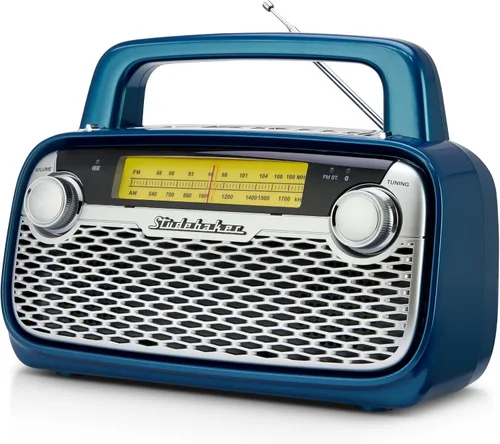 Miniatura 8 de Studebaker SB2006 Altavoz Bluetooth con radio portátil AM/FM Transmisión Bluetooth, batería recargable y alta potencia (negro)
