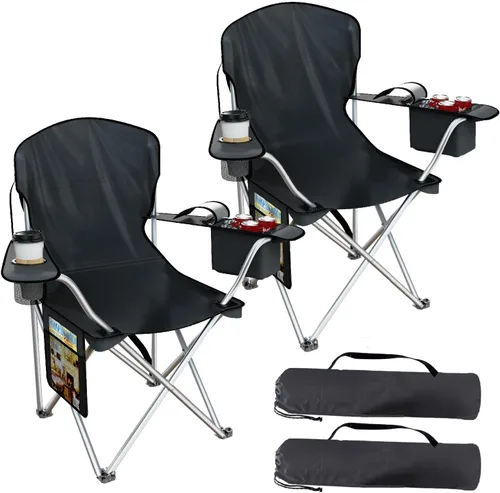 VTOY Sillas de camping plegables duraderas 600D Oxford, silla portátil al aire libre con bolsa enfriadora, portavasos y bolsillo de almacenamiento
