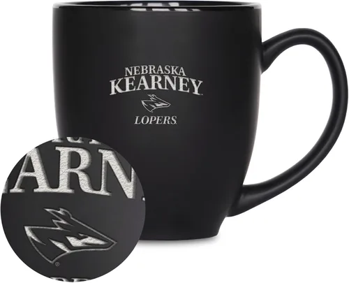 Miniatura 320 de Rico Industries - Taza de cerámica mate negra con grabado láser estándar de 15oz para NCAA (escuelas T & U) - Para bebidas calientes o frías