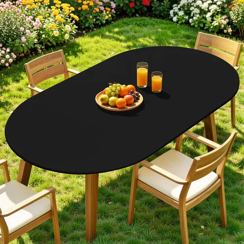 Miniatura 21 de Moosfor Mantel redondo de elastano, elástico ajustable impermeable para mesas de 18 a 24 pulgadas, mantel de picnic elástico lavable para Azul