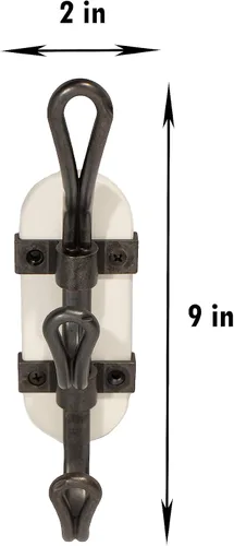 Miniatura 4 de FantasHome - Gancho giratorio de pared de 9 pulgadas con 3 ganchos, color blanco y negro