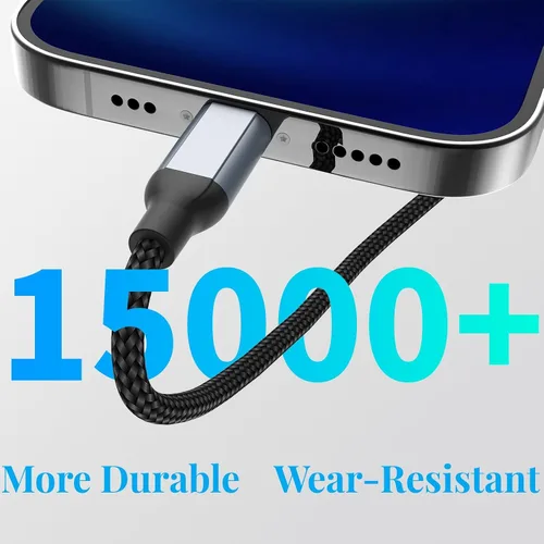 Miniatura 6 de Cable de carga para iPhone de 2 pies, paquete de 2 cables USB a Lightning [certificado MFi] de 2 pies para automóvil, cable corto trenzado de carga