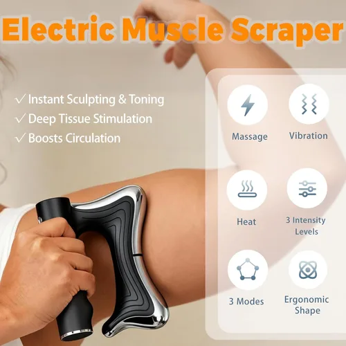 Miniatura 3 de Herramienta eléctrica raspadora muscular con vibración, masaje y calor, masajeador Gua Sha portátil para recuperación muscular de cuerpo completo