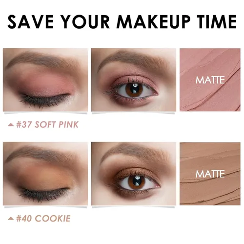 Miniatura 3 de FOCALLURE Sombra de ojos en barra de 2 piezas, lápiz de sombra de ojos iluminador, juegos de sombra de ojos iluminador con fórmula a prueba de Rosa