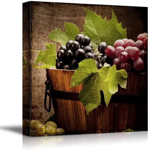 Miniatura 11 de wall26 - Lienzo decorativo cuadrado para pared, copas de vino con botella de vino y uvas, impresión giclée, arte moderno para el hogar, listo