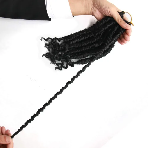 Miniatura 4 de ROSESSEA Cabello de ganchillo negro de 12 pulgadas para mujeres negras, 8 paquetes de trenzas de ganchillo, trenzas de ganchillo rizado con resorte
