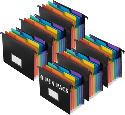 Miniatura 8 de Carpeta colgante de archivos de 7 bolsillos con ganchos retráctiles para archivador, organizador de archivos de acordeón expandible 2 en 1