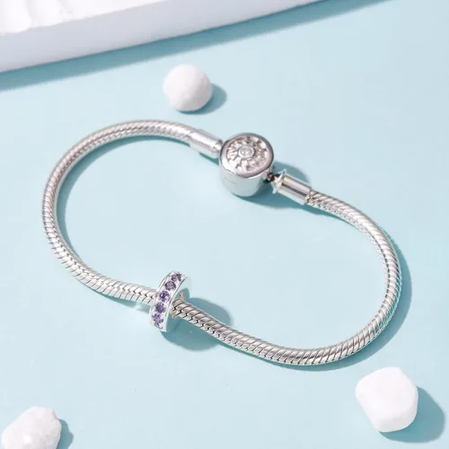 Miniatura 59 de 925 plata esterlina espaciador encanto grano con CZ transparente para pulseras Pandora Charms