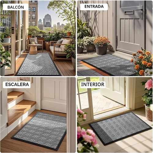 Miniatura 6 de Yimobra Alfombra para Puerta Delantera Exterior Entrada 29.5x17, Impermeable Resistente Alfombras Exteriores para Puerta Delantera, Alfombra de Gris