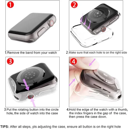 Miniatura 6 de Paquete de 4 fundas compatibles con Apple Watch Series 9/8/7 – protector de pantalla de 1.614 pulgadas, TPU suave, cobertura completa, chapada, a