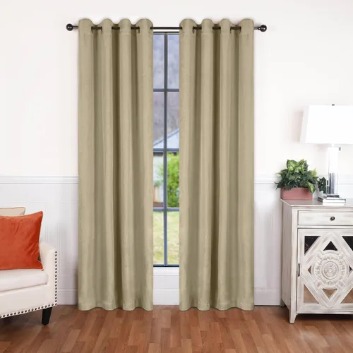 Miniatura 30 de Superior Juego de 2 cortinas opacas con textura de lino, par de paneles con aislamiento térmico con cabecera superior con ojales, cortinas clásicas