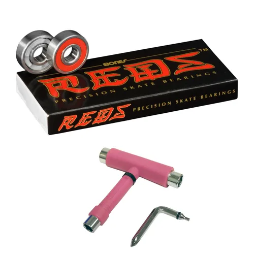 Miniatura 2 de Bones Reds Rodamientos + Herramienta en T de Skate + Espaciadores (negro)