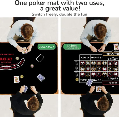 Miniatura 2 de Tapete de póquer de doble cara, 63 x 31 pulgadas, tablero de póquer Texas Holdem y tapete reversible de blackjack, tapete antideslizante de mesa