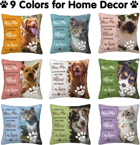 Miniatura 4 de Almohada Decorativa Conmemorativa Personalizada para Mascotas con Foto, Regalo de Condolencias por Pérdida de Perro/Gato, Regalos de Recuerdo