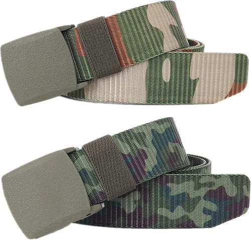 Miniatura 29 de Cinturón para hombre, cinturón táctico militar de nailon con hebilla sin metal, paquete de 2 Camuflaje verde y camuflaje caqui