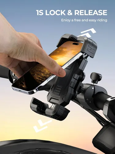 Miniatura 6 de Bovemanx Soporte de teléfono para motocicleta, [150 mph viento anti-vibración] [7.2 pulgadas compatible con teléfono grande] Soporte para teléfono