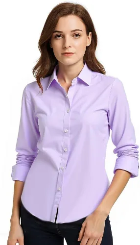 Miniatura 9 de Jandukar Camisas de manga larga con botones para mujer, camisas de traje para mujer