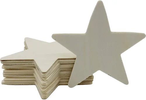 Creative Hobbies® Figuras de madera sin terminar de 3.5 pulgadas - Listas para pintar o decorar, forma de estrella | Paquete de 12