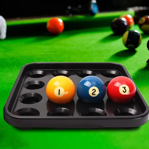 Miniatura 6 de GSE Games & Sports Expert Bandeja de transporte de bolas de billar de plástico negro, bandeja de almacenamiento de bolas de billar para 16 bolas