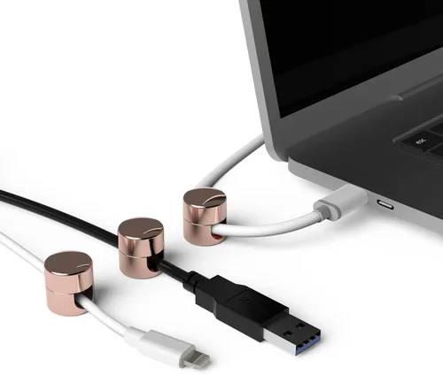 Miniatura 7 de ICONIT Anclajes de cable para organización de escritorio, organizadores de cables de aluminio de alta calidad, cargador + clips de gestión de cables