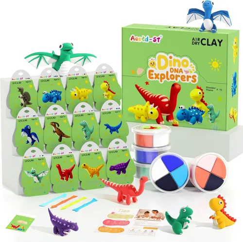 Miniatura 9 de Kit de arcilla seca al aire – tema de animales, arcilla para modelar para niños, arcilla mágica modelo de bricolaje con herramientas de escultura