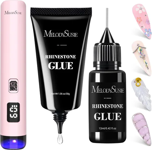 MelodySusie ART01R - Luz UV de mano para uñas de gel y pegamento de diamantes de imitación, lámpara de uñas inalámbrica de gel X recargable con