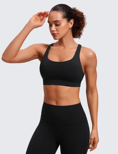 Miniatura 2 de CRZ YOGA - Top deportivo con tirantes delgados para mujer, brasier deportivo acolchado para yoga, entrenamiento y fitness, con espalda cruzada