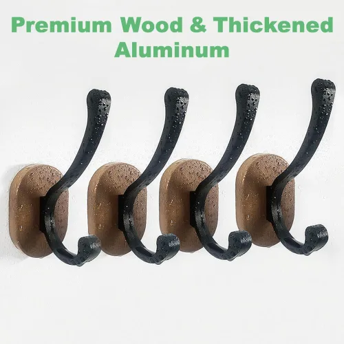 Miniatura 3 de Ganchos de Pared para Colgar Abrigos - Paquete de 4 Ganchos de Pared Montados, Ganchos de Madera para Pared, Bussdis Ganchos Metálicos Individuales