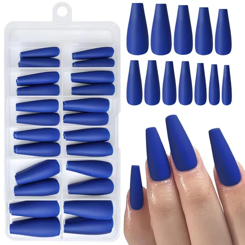 Miniatura 14 de AddFavor 120 uñas postizas negras a presión largas con pegamento y pestañas adhesivas, uñas acrílicas mate de cobertura completa para mujeres y niñas
