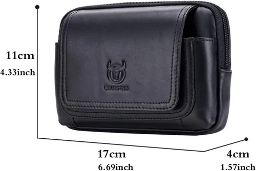 Miniatura 7 de Bolsa de cuero para cinturón de teléfono, bolsa horizontal para hombres, multiusos, con lazo, monedero, monedero, bolsa para teléfono celular