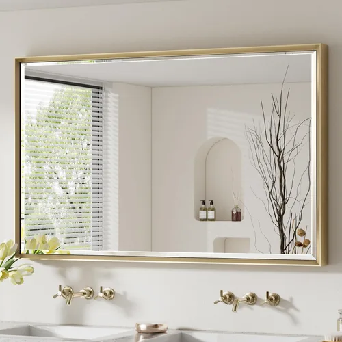 Miniatura 42 de Espejo de baño negro, espejo de baño biselado de 16 x 24 pulgadas para pared, espejo con marco negro antioxidante para decoración de baño, sala