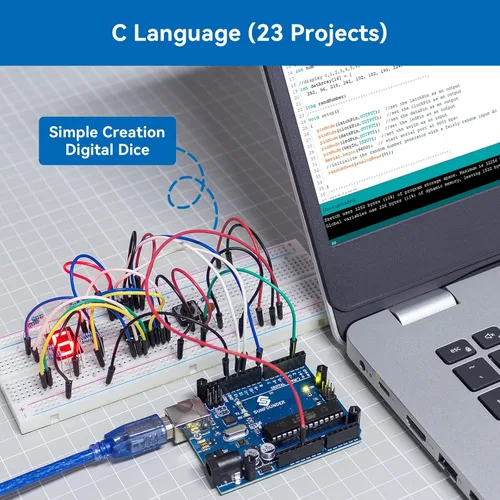 Miniatura 7 de SunFounder Kit de inicio completo de proyecto compatible con Arduino UNO R3 Arduino IDE/Scratch Coding con 42 tutoriales detallados en línea
