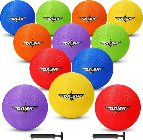 Jerify 12 bolas de 8.5 pulgadas para patio de recreo a granel, coloridas pelotas inflables deportivas, dodgeball, kickball para juego oficial y