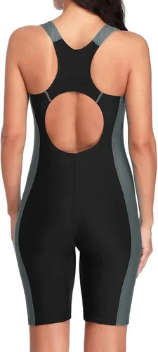 Miniatura 2 de beautyin Trajes de baño tipo unitardo para mujer, con espalda cruzada, atléticos, de una pieza, hasta la rodilla