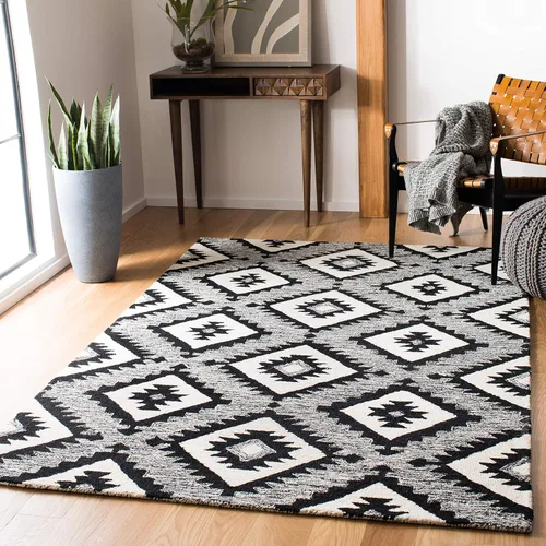 Miniatura 9 de SAFAVIEH Aspen Collection - Alfombra decorativa de 2 x 3 pies, carbón y negro, lana hecha a mano, ideal para zonas de alto tráfico en entrada, sala
