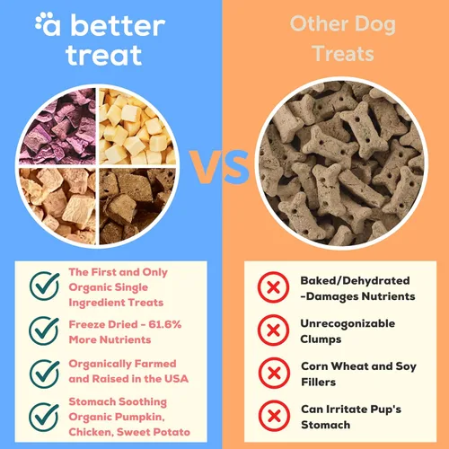 Miniatura 2 de A Better Treat Orgánica, de un solo ingrediente, calabaza liofilizada, alimentada con pasto y hígado de res terminado, pollo, batata para perros