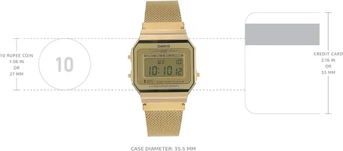 Miniatura 3 de A700WMG-9A Casio - Casio - Casio de cuarzo digital dorado a la moda Azul Patchwork talla 36 Digital
