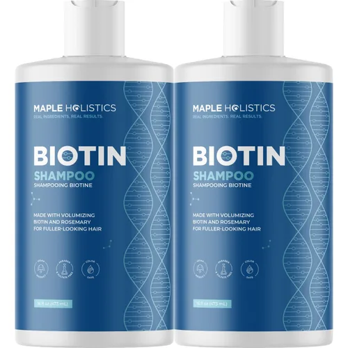 Miniatura 21 de Champú voluminizador de biotina para cabello fino - Champú para cabello fino con menta, argán y aceites esenciales para el cuidado del cabello