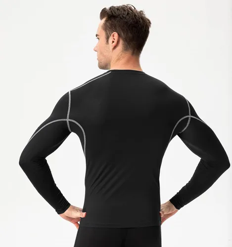 Miniatura 3 de Men's Compression Shirts Long Sleeve, Active Workout Running T-Shirt Top Cool Dry Lightweight Sports Base-Layer 3 Pack